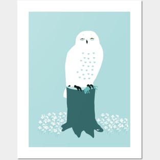 Snowy Owl with prey Posters and Art